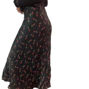 Whimsical flower print midi skirt